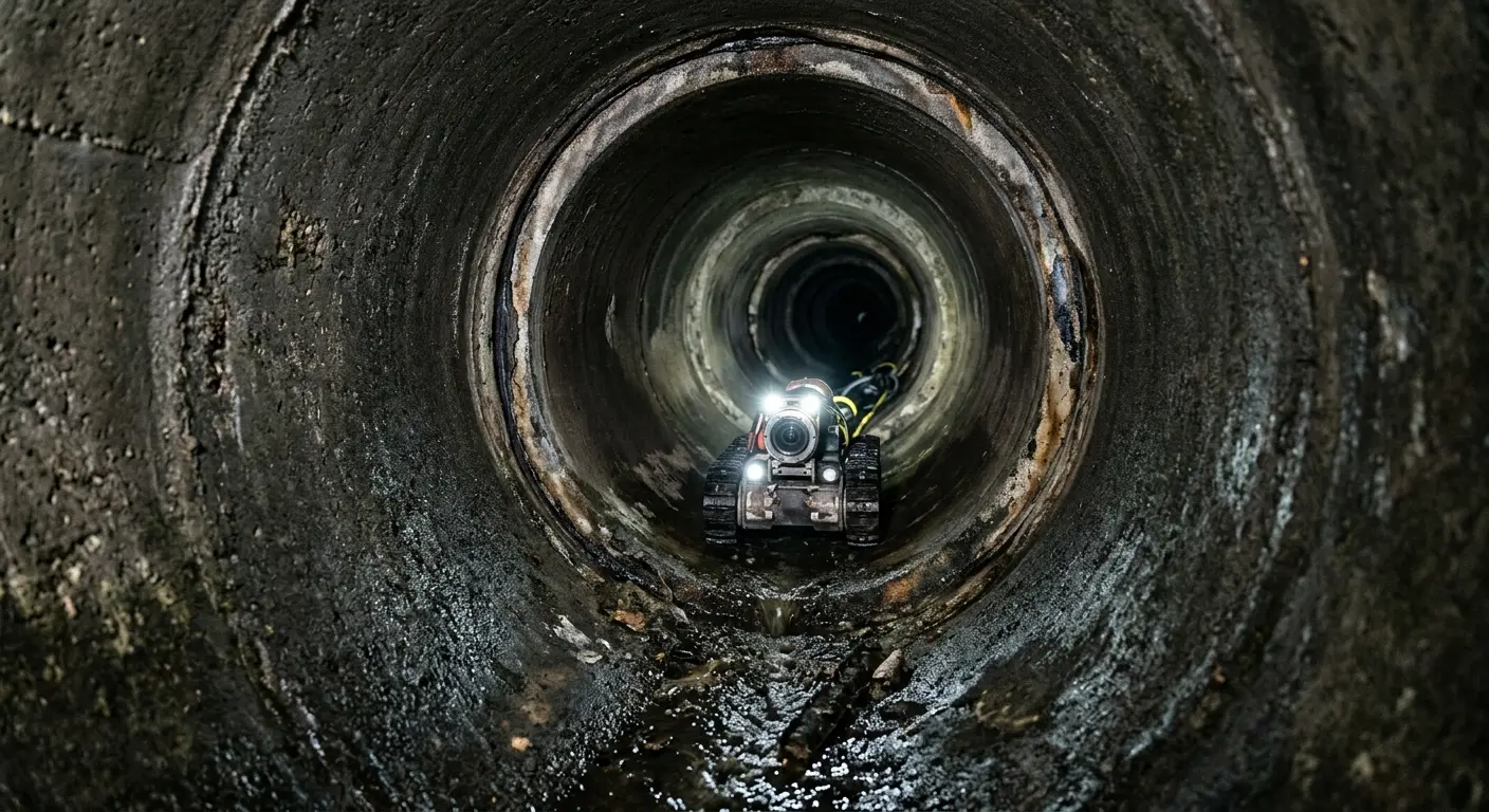 Robotic sewer camera inspecting pipe interior for Drain Snake Service in Brookfield